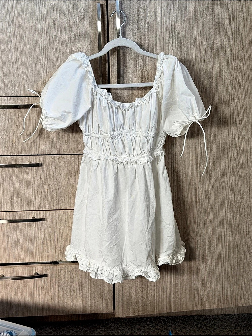 Puff Sleeve Eyelet Mini Dress Like New
